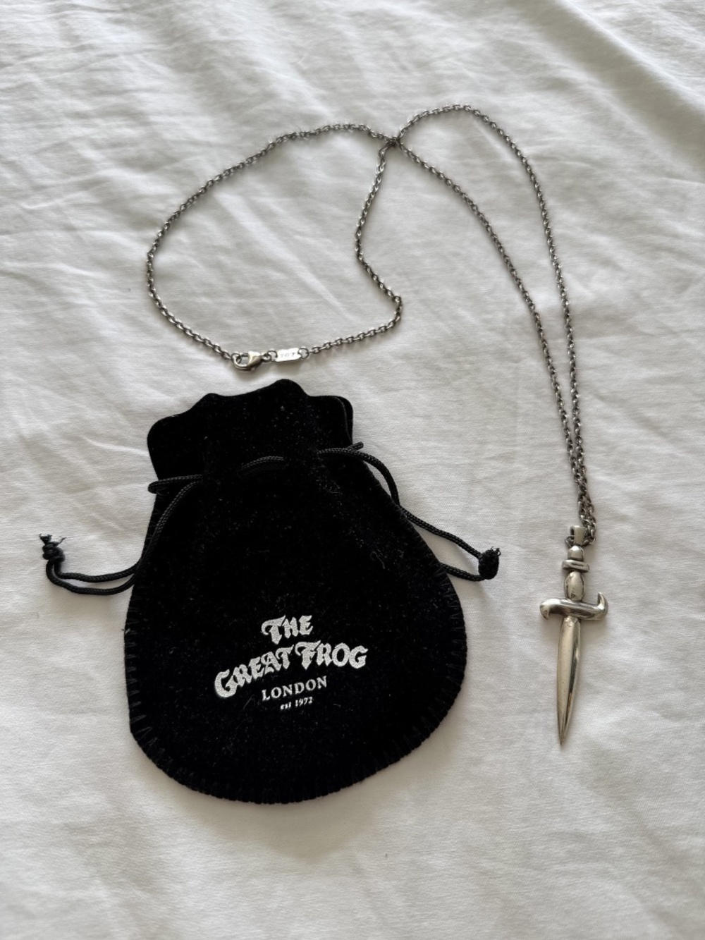 THE GREAT FROG Sterling Silver Trace Chain & Dagger Pendant